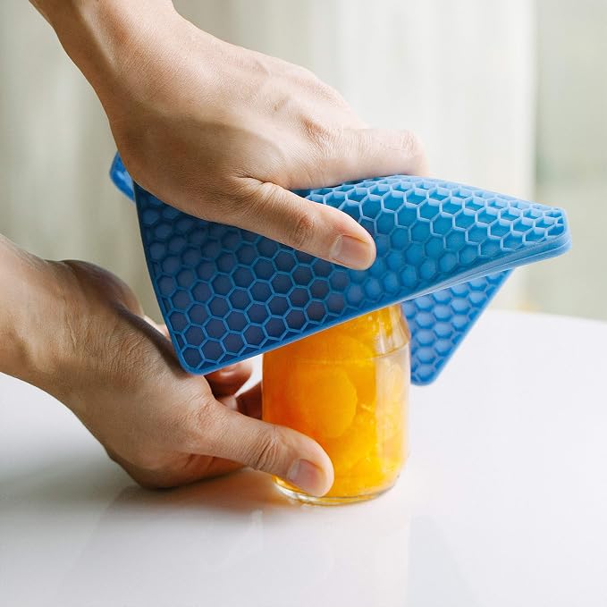 BTaT- Silicone Trivet Mats, 2 Pack, Blue, Heat & Stain Resistant | Non Slip Hot Pads Kitchen Potholders Jar Opener Spoon Holder Food Grade Silicone
