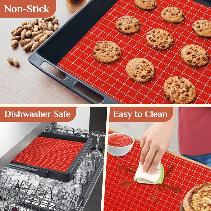 GTJ Silicone Baking Mat Roll, Reusable Baking Sheet Liners, 16 in x 10 ft | Free Cut to Size, Food-Grade, Non-Stick, Non-Slip, For Dough, Pastry, Air Fryer, Freeze Dryer, Oven Pan, Kitchen Counter