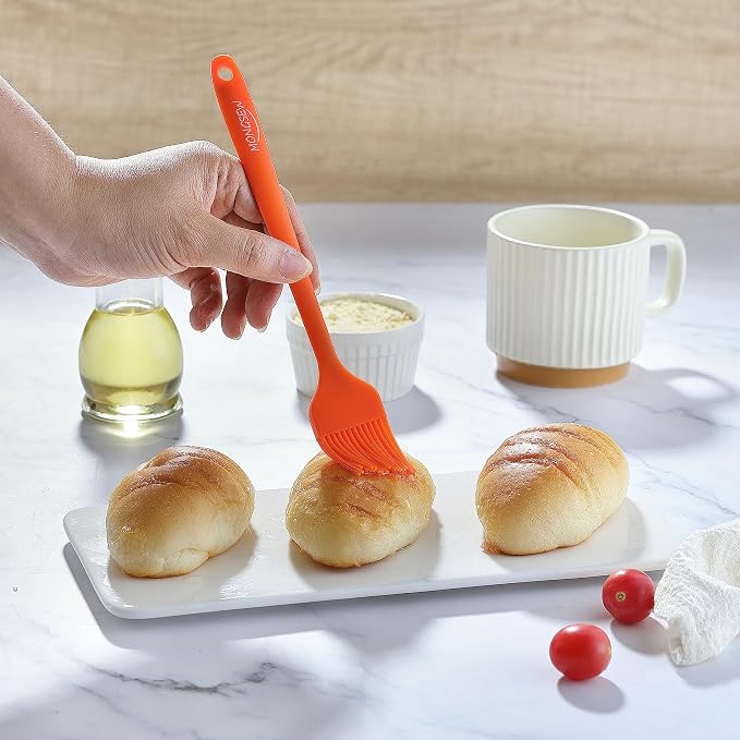 4PCS Silicone Basting Pastry Brush, MONGSEW Heat Resistant Food Brush Spread Oil Butter Sauce for BBQ Grill Baking Kitchen Cooking, BPA Free, Dishwasher Safe (Multicolor, 4 Pcs)