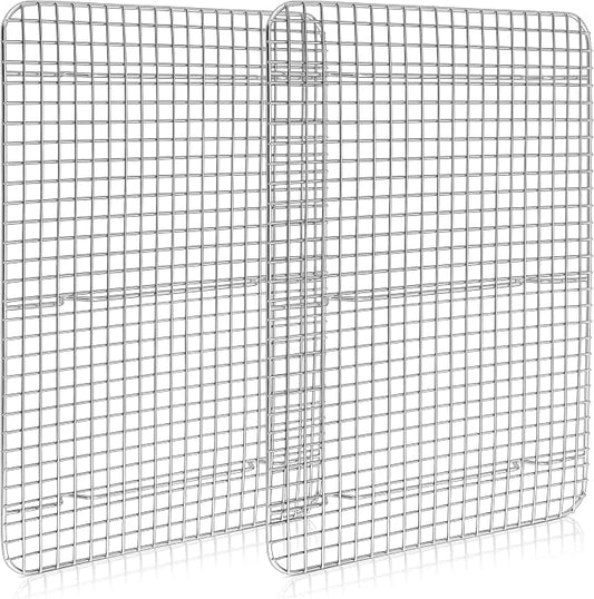 Homikit Stainless Steel Large Cooling Racks Set, 15.3x11.3 Inch, Rust Free | 2 Pack Cookie Baking Racks Fits 16x12 Jelly Roll Pan, Oven Rack for Bacon Bread Pizza, Metal Grilling Grid, Dishwasher Safe