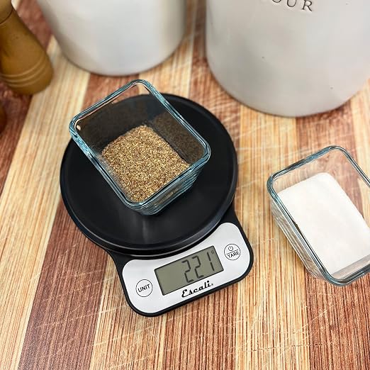 Escali Telero Digital Food Scale, Multi-Functional Kitchen Scale, Precise Weight Measuring and Portion Control, 7.62 x 6.1 x 1.28 inches, Black (T136)