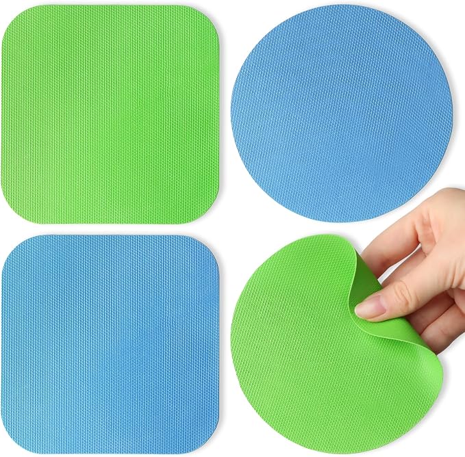 Aixoom Rubber Jar Opener Pads Set of 4, Non-Slip Gripper Pads for Jars | Two Shapes for More Uses, For Seniors & Weak Hands, Heat-Resistant Trivet, Kitchen Coaster & Jar Lid Grip (Circle and Square)