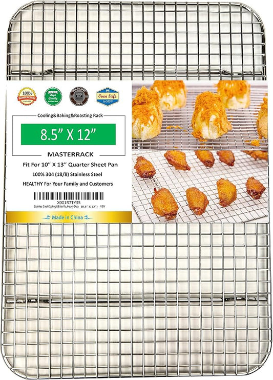 1/4 Sheet Pan Cooling Rack and Wire Grate Safe Rust-Resistant Heavy Duty (8.5"X12"X0.7")