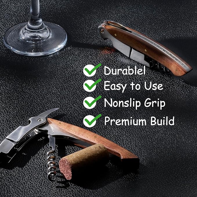 Fanery Sue Personalized Wine Opener - Custom Engraved Professional Corkscrews for Wine Bottles w/Foil Cutter and Cap Remover - Manual Wine Key