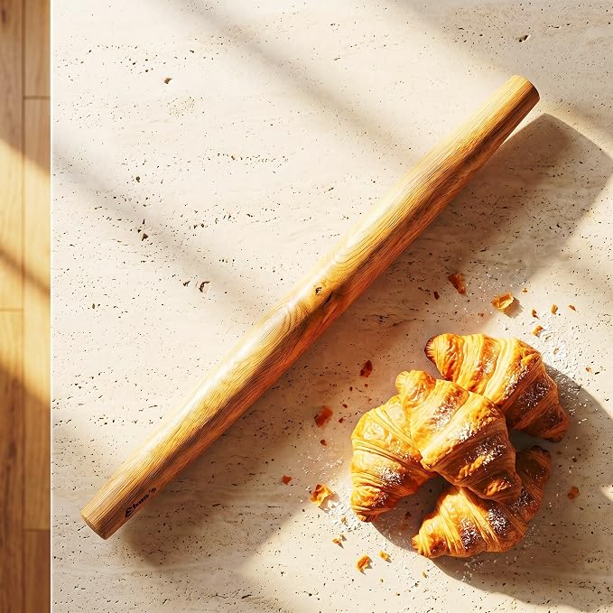 French Rolling Pin – 18 Inch Wooden Dough Roller for Baking Pizza, Pie Crust, Cookies & Pasta | Essential Kitchen Tool & Gift for Bakers, Chefs & Home Cooks