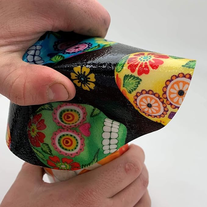Andreas Silicone Jar Opener, Sugar Skulls – 6.25" Non-Slip Lid Gripper & Garlic Peeler, Dishwasher Safe, Multi-Use, Durable Silicone & Fabric, Made in the USA, JO-135
