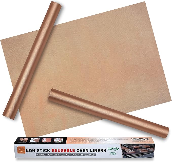 Oven Liners for Bottom of Oven - Non Stick Reusable Oven Liner 3 Pack – Heavy Duty Oven Liners, Oven Mat for Bottom of Oven for Electric & Gas Ovens – Heat Resistant up to 500°F
