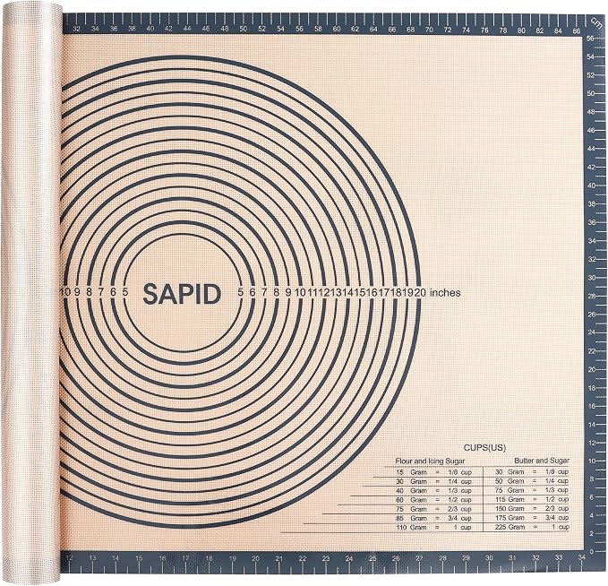 Sapid Thick Silicone Pastry Mat Baking Dough Rolling Extra Large 24" x 36" | Non-slip with Measurements for Non-stick Dough Rolling, Pie Crust, Kneading Mats, Countertop, Placement Mats (Gray)
