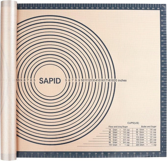 Sapid Thick Silicone Pastry Mat Baking Dough Rolling Extra Large 24" x 36" | Non-slip with Measurements for Non-stick Dough Rolling, Pie Crust, Kneading Mats, Countertop, Placement Mats (Gray)