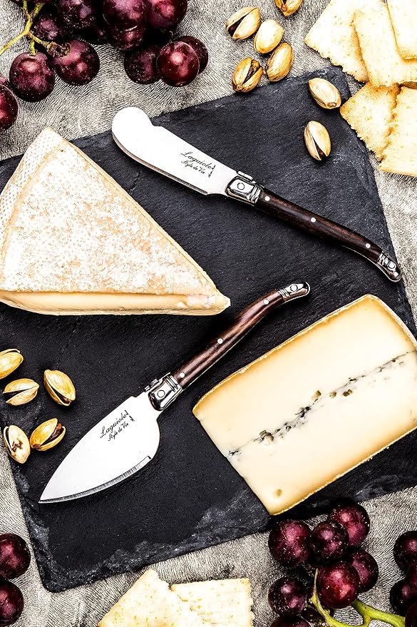 Laguiole Style de Vie Cheese Knife Set Premium Line Set of 3 Dark Wood