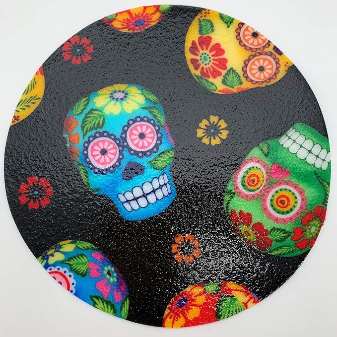 Andreas Silicone Jar Opener, Sugar Skulls – 6.25" Non-Slip Lid Gripper & Garlic Peeler, Dishwasher Safe, Multi-Use, Durable Silicone & Fabric, Made in the USA, JO-135