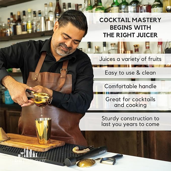 A Bar Above Hand Juicer, Hand Press Juicer For Cocktails, Heavy Duty Stainless Steel, Lemon Squeezer, Grapefruit Juicer Bowl, Dishwasher Safe Juice Press, Citrus Squeezer, Home Bars, Silver